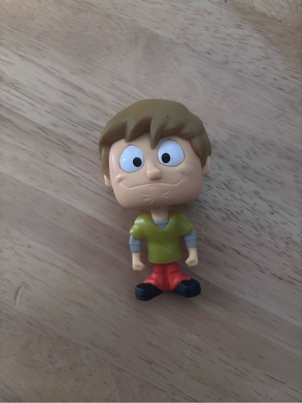 Kids Cartoon Boy Figure Toy - Green Shirt, Red Pants. Shaggy bobble head